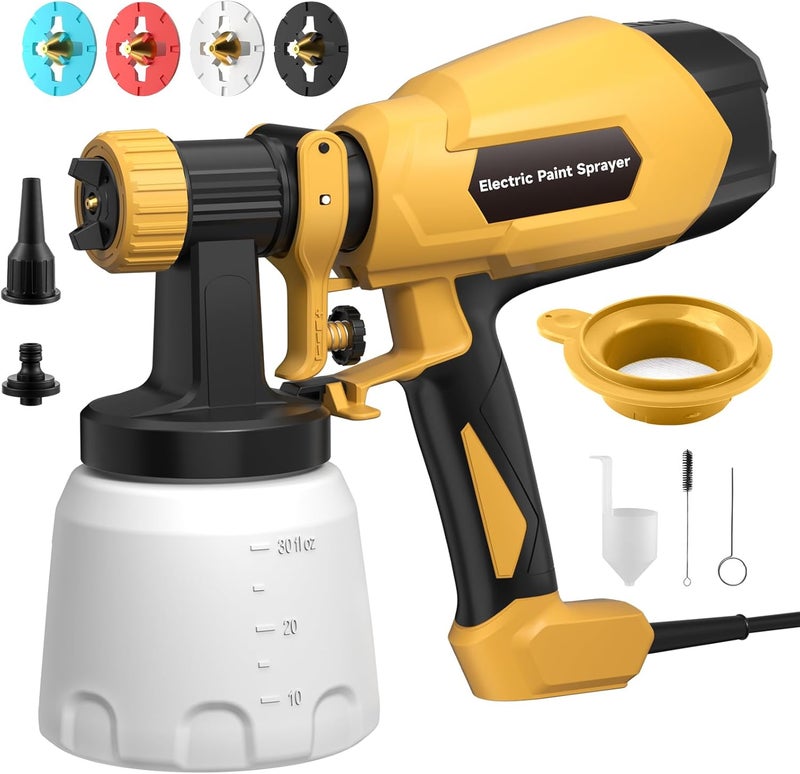 WIBENTL HVLP Paint Sprayer, Electric Spray Paint Gun, 3 Modes & 4 Barss Nozzles, with Cleaning & Blowing Joints, Variable Flow Control, for Doors, Fences, Furniture, Wall, Cabinet, Garden Chairs, etc. - Image 1